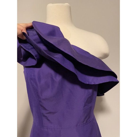 J. Crew Purple Silk Blend One Shoulder Dress With Ruffle, Size 2T, NWT! - Picture 10 of 11